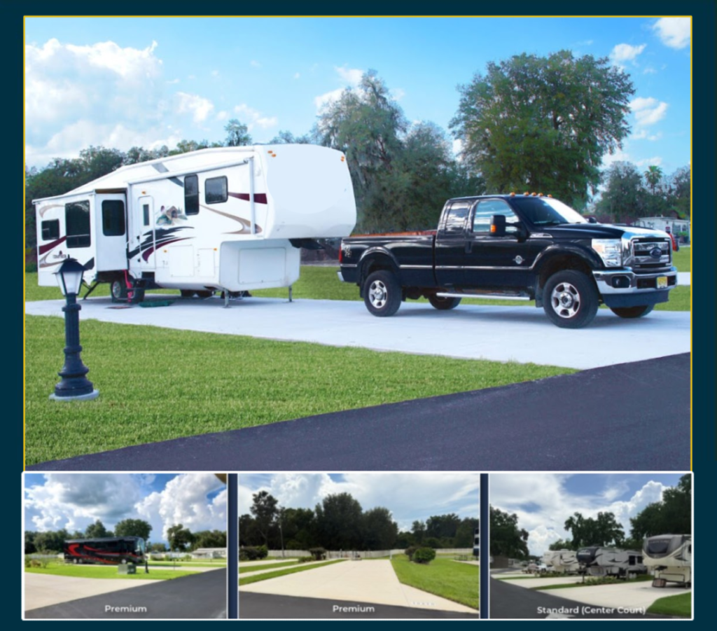 Explore RV site options at Sunshine Village in Webster