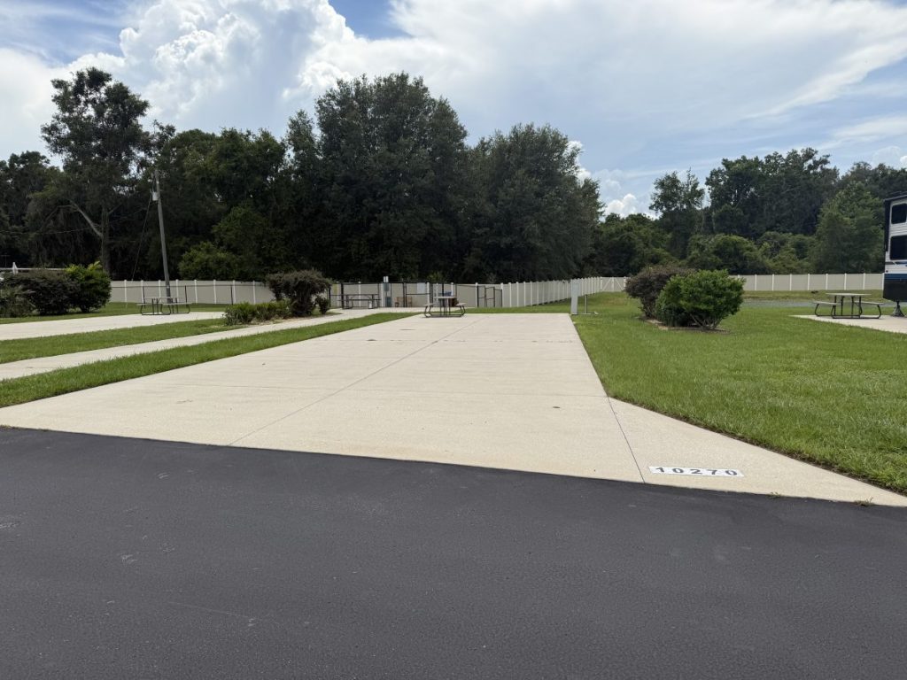 Premium RV site concrete pad - full hook-up 30-50 amp