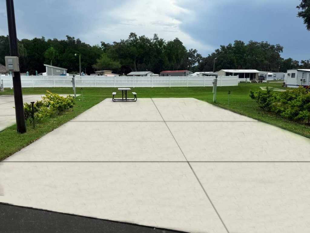 Quality concrete pad - standard center court RV site